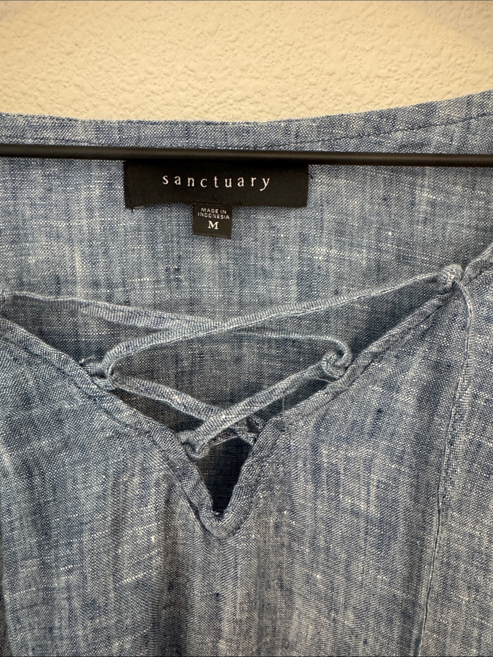 Sanctuary Chambray Lace-Up Peasant Tunic - Light Blue N0163 - Picture 2 of 3